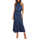 thumbnail image 1 of Elegante vestido de noche de satén con cuello halter y sin mangas para mujer (M), 1 of 6