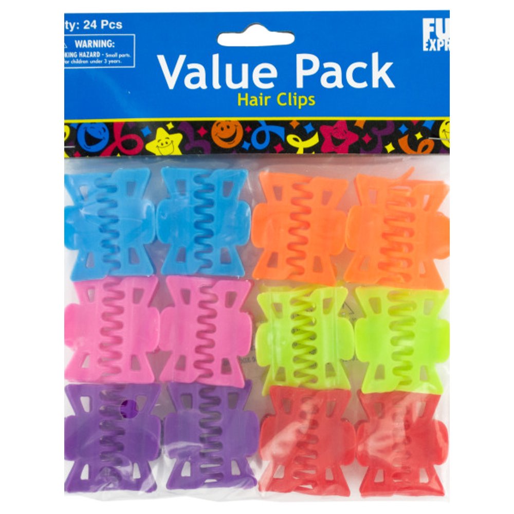 Colorful Hair Clips Party Favors, 24 Count