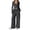 Gray, variant on 3 Piece Yoga Set For Women Crewneck Tank Tops Wrap Side Tie Long Sleeve Tops Wide Leg Pants Fall Workout Stretchy Outfits