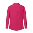 thumbnail image 7 of Nfurl Women Soft Cotton Button Down Shirts Dressy Casual Long Sleeve Lapel Collar Shirt Loose Fit Solid Color Tops for Work Business Hot Pink S, 7 of 7
