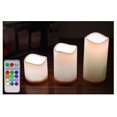 thumbnail image 2 of Paquete de 3 velas LED parpadeantes, luces de control remoto, lámpara de borde ondulado de cera sin llama de 12 colores, 2 of 3