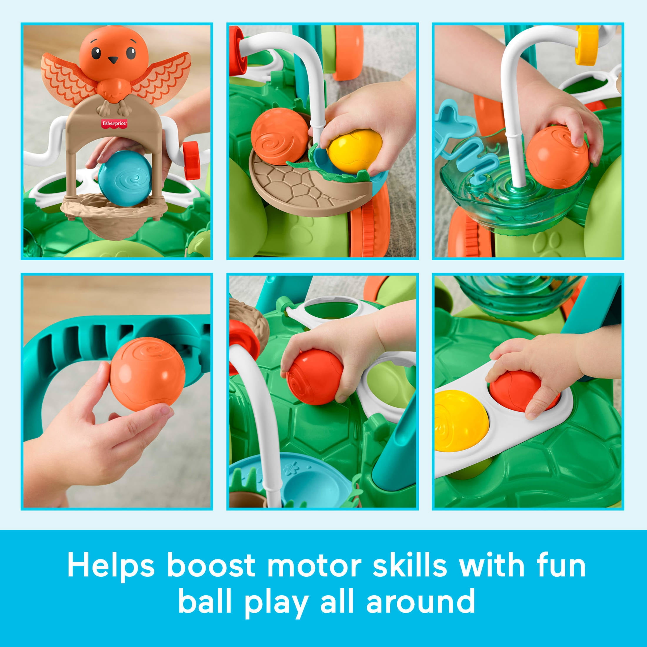 Fisher-Price Moves with You Turtle Walker, Baby & Toddler Activity Push Toy, 5 Balls