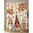thumbnail image 4 of Gnomes Fall Thanksgiving Shower Curtain, Retro Autumn Pumpkin Maple Leaf Bathroom Decor Curtains Set with Hooks, Waterproof Fabric Home Accessories， Stall 36 X 72 Inch, 4 of 6