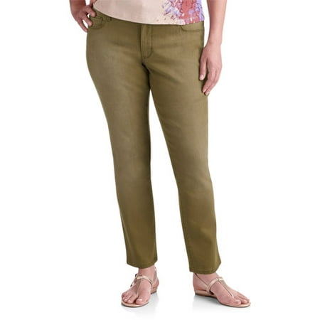 Women's Plus-Size Slim-Fit Straight Leg Colored Jeans - Walmart.com