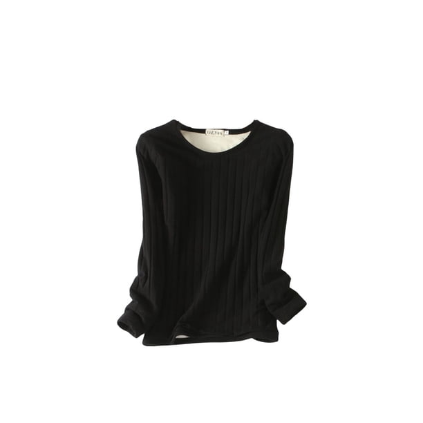Qarigey Ropa interior Camiseta Mujer Cálido Grueso Algodón A prueba de viento Ropa interior sin rastro Ropa cómoda Manga larga Invierno Prendas para la parte del cuerpo Negro M negro M Qarigey AP013131-01