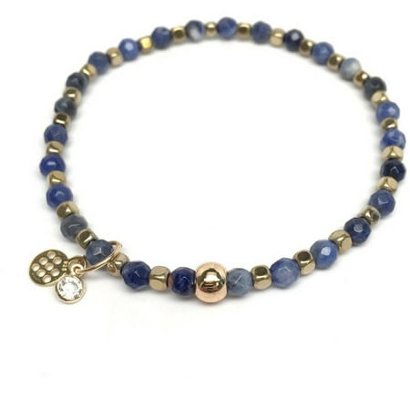 Julieta Jewelry Blue Sodalite Friendship 14kt Gold over Sterling Silver Stretch Bracelet