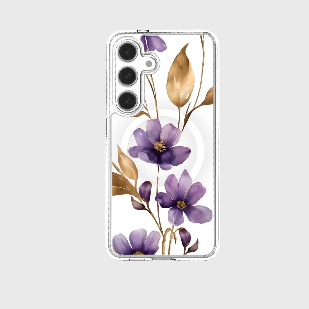 Caseco Samsung Galaxy S24 Étui au Design Transparent - Wildflower Violet