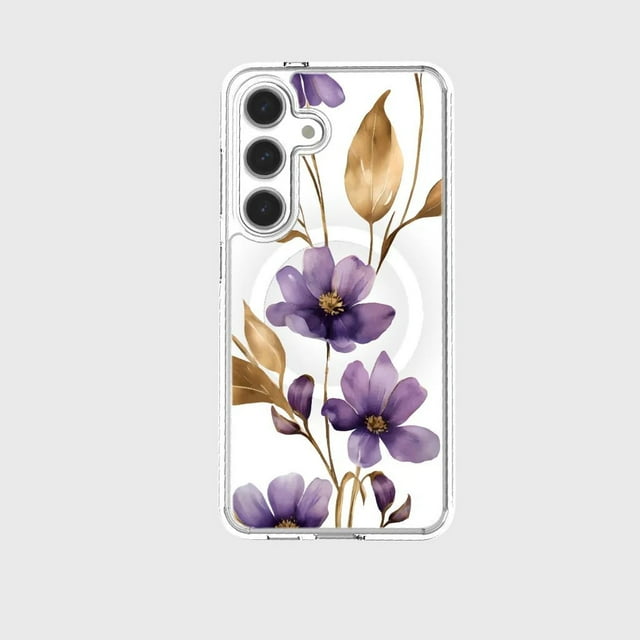 Caseco Samsung Galaxy S24 Clear Design Case - Purple Wildflower