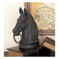 thumbnail image 3 of 9" x 12" Black Polystone Antique Style Head Horse Sculpture with Hitching Post and Gold Accents, by DecMode, 3 of 16