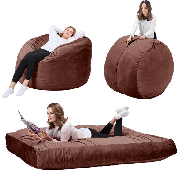 TOYTEXX 5ft 2-in-1 Convertible Bean Bag Chair with Removable Cover for Adults, Home, Living Room