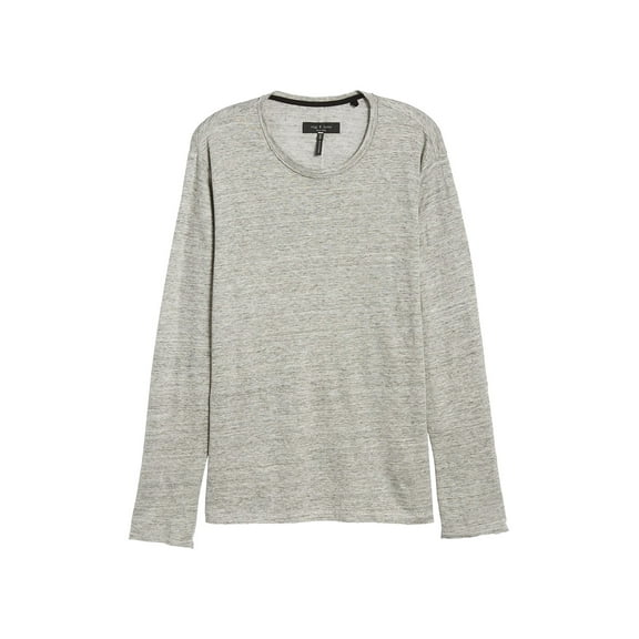 Rag & Bone Owen Mens Heather Long Sleeve Linen T-Shirt (XLarge, Grey)
