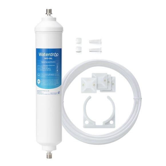 Waterdrop Inline Water Filter for Refrigerator and Ice Maker, 1 Year NSF Certified High Capacity Drinking Water Filtration System with Direct Connect