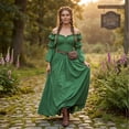 thumbnail image 5 of OIOLOYJM Medieval Renaissance Dress for Women Off Shoulder Victorian Gothic Witch Wedding Costume Dress Comfortable Fashion Elegant Cosplay Dress Green M, 5 of 6