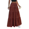 thumbnail image 2 of Polka Dot Skirts for Women Drawstring Elastic High Waisted A Line Pleated Skirts Summer Beach Vacation Maxi Skirts, 2XL, 2 of 5