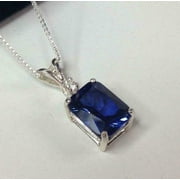 ARENAGEMSJEWELLERY Certified Natural Emerald Cut Blue Sapphire Gemstone Handmade Teardrop Pendant For Men And Women's