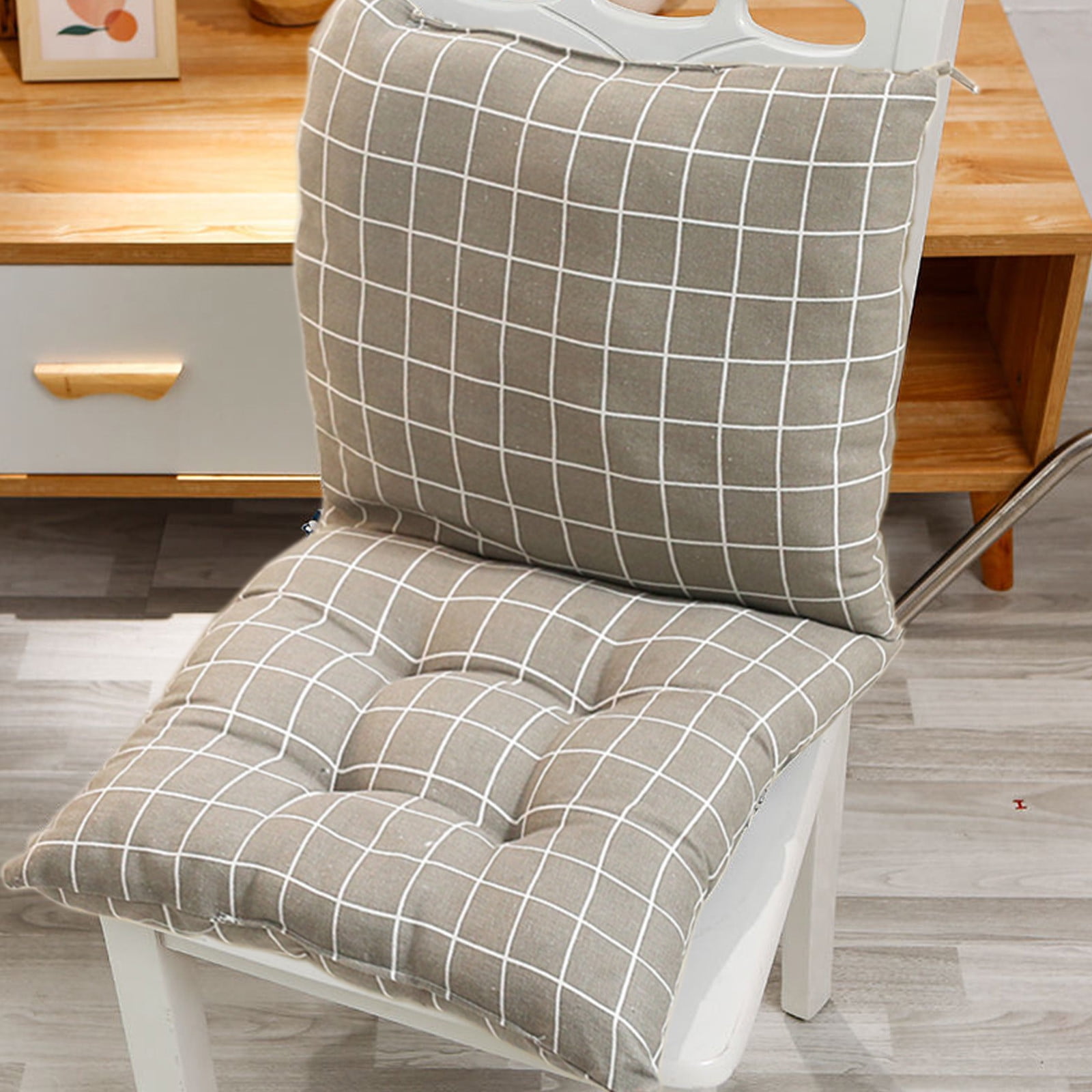 potrochi Outdoor Chair Cushion, Indoor/Outdoor Solid Back 1 Piece Square Corner Chair Cushion with Ties, Deep Seat, Weather, and Fade Resistant, Chair Cushions for Dining Chairs