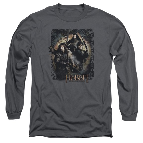 Hobbit Weapons Drawn Long Sleeve Adult 18/1 T-Shirt  Charcoal