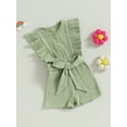 thumbnail image 3 of SUNSIOM Barboteuse d'Été pour Bébé Fille Couleur Unie Sans Manches à Volants Col Rond avec Boutons et Ceinture, 3 of 9