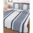 thumbnail image 3 of Quilts Twin XL Size, Navy Blue Striped Soft Comforter Bedding Set for Bed, Farmhouse Thin Vertical Stripes Modern Lightweight Quilted Bedspread with Pillow Cover(2 Pieces) for All Season, 68x98 Inch, 3 of 9