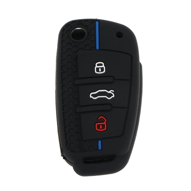 Funda de Llave de Auto de Silicona Negra Azul Única para Audi A1/ para Audi A3(8P 8V S3)/ para Audi A4(B6 B7 B8 S4 RS 4)- Funda de Control Remoto de 3 Botones