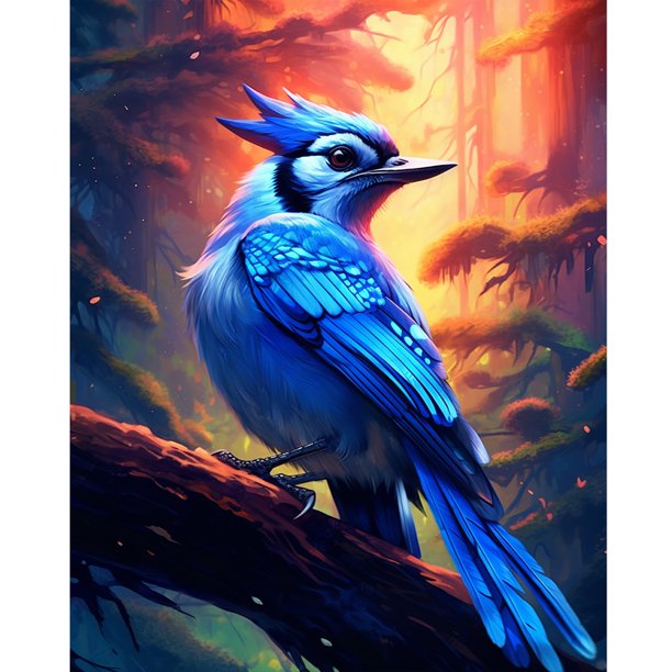5D DIY Taladro Diamante Pintura Pájaro Kit Del 40x50cm Azul