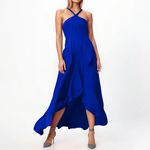 WILLBEST Vestidos Floreados Para Mujer Vestido Casual De Mujer Vestido De Fiesta De Verano Fluido Con Tirantes Con Volantes Elegante Color Sólido Uso Diario Ajuste Cómodo
