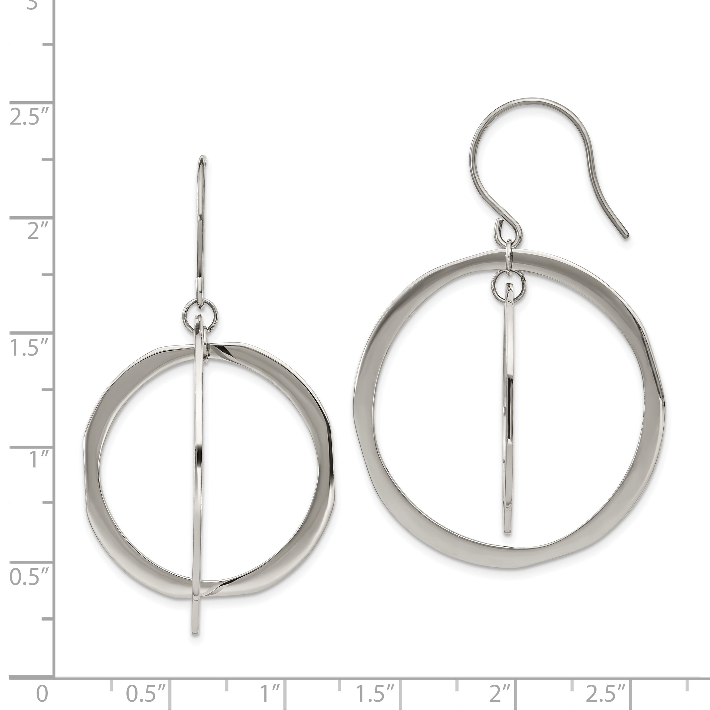Primal Steel Stainless Steel Circles Dangle Shepherd Hook Earring