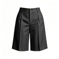 thumbnail image 4 of Kaemgyyd Knee Length Bermuda Shorts for Women Striped Dressy Casual Shorts High Waisted Wide Leg Shorts with Button Pockets, 4 of 5