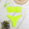 thumbnail image 2 of ZQGJB Women's Two Piece Bandeau Swimsuit Ribbed Solid Color Strapless Tube Bikini Top with Mid Waist Cheeky Bottom Bathing Suit(Yellow,XXL), 2 of 3