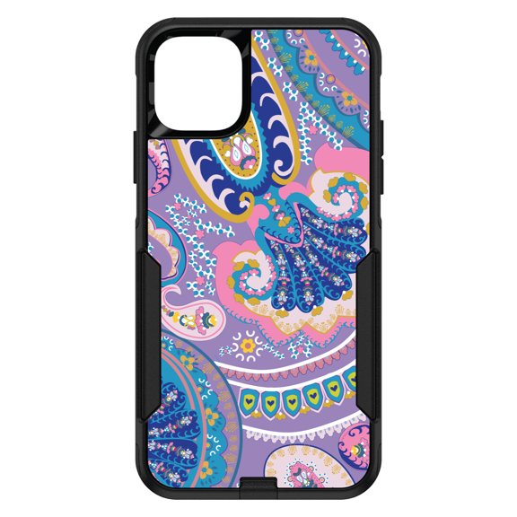 DistinctInk Custom SKIN / DECAL compatible with OtterBox Commuter for iPhone 11 Pro MAX (6.5" Screen) - Purple Pink Blue Paisley