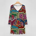 thumbnail image 4 of Mola De Panama Fish Long Sleeve Dresses For Women Vintage Elegant Party Dress Oversized V-neck Dress S-8XL, 4 of 7