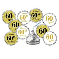 60th Birthday Gold Kisses Stickers, (Set of 324) Chocolate Drops Labels Stickers For Birthday Party, Kisses Party Favors Decor,