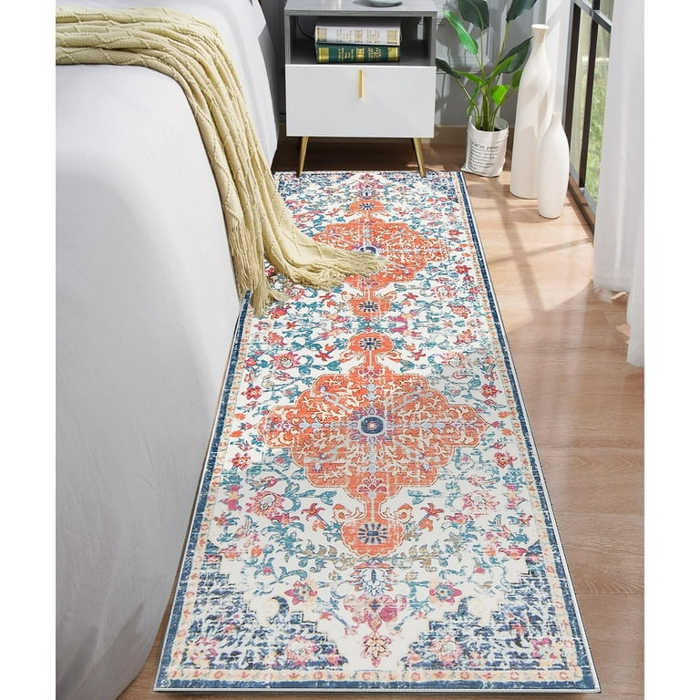 2'x6' Moroccan Runner Non Slip Vintage Hallway Runner Rug Washable