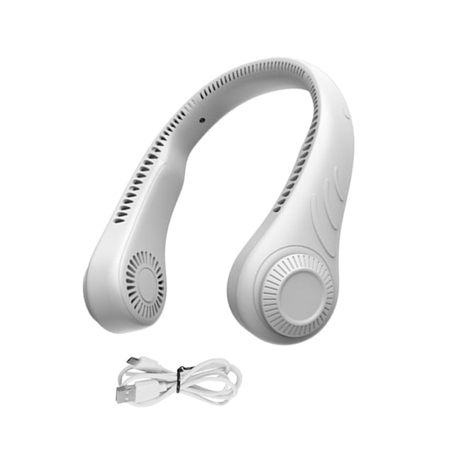 Ventilador para colgar en el cuello Ventilador de enfriamiento ajustable recargable por USB Enfriador de aire portátil sin cuchillas, blanco kenally HA005717-02B