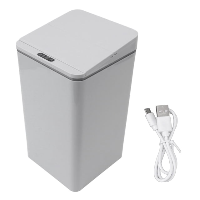 Desktop Sensor Trash Can USB Charging Foldable Lid 9L Intelligent Induction Garbage Bin for Bedroom Bathroom Office Grey