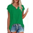 thumbnail image 2 of Green Womens Blouses Women's Cap Sleeve Shirts Casual Summer V Neck Tunic Tops Loose T Shirts Side Slit S 3XL Summer Tops, 2 of 6