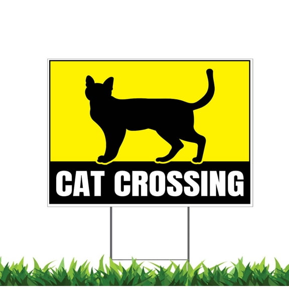 Cat Crossing Yard Sign, Double Sided, H-Stake Included, v2