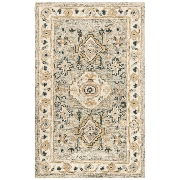 SAFAVIEH Aspen Stafford Floral Bordered Wool Area Rug, Moss/Ivory, 2'3" x 5'