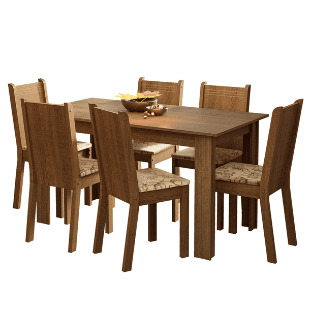 Juego de Comedor Mesa con 6 Sillas Madesa Analu Marrón/Lírio Beige