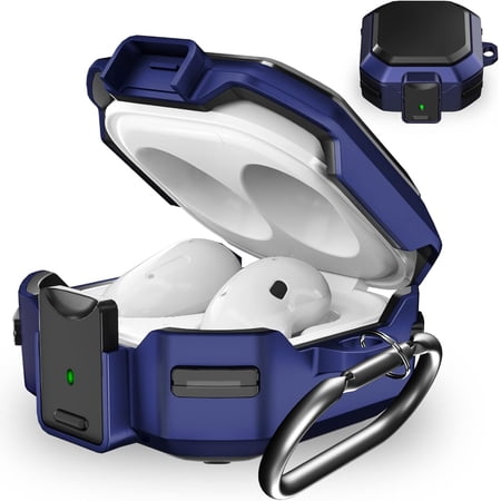 Dteck Anti-Drop Lock Case for Samsung Galaxy Buds FE 2023/Buds 2 Pro Case 2022/Buds Pro Case 2021 /Buds 2 Case (2021)/Buds Live Case(2020) Full Body Rugged Shell Earbuds Case with Keychain Blue