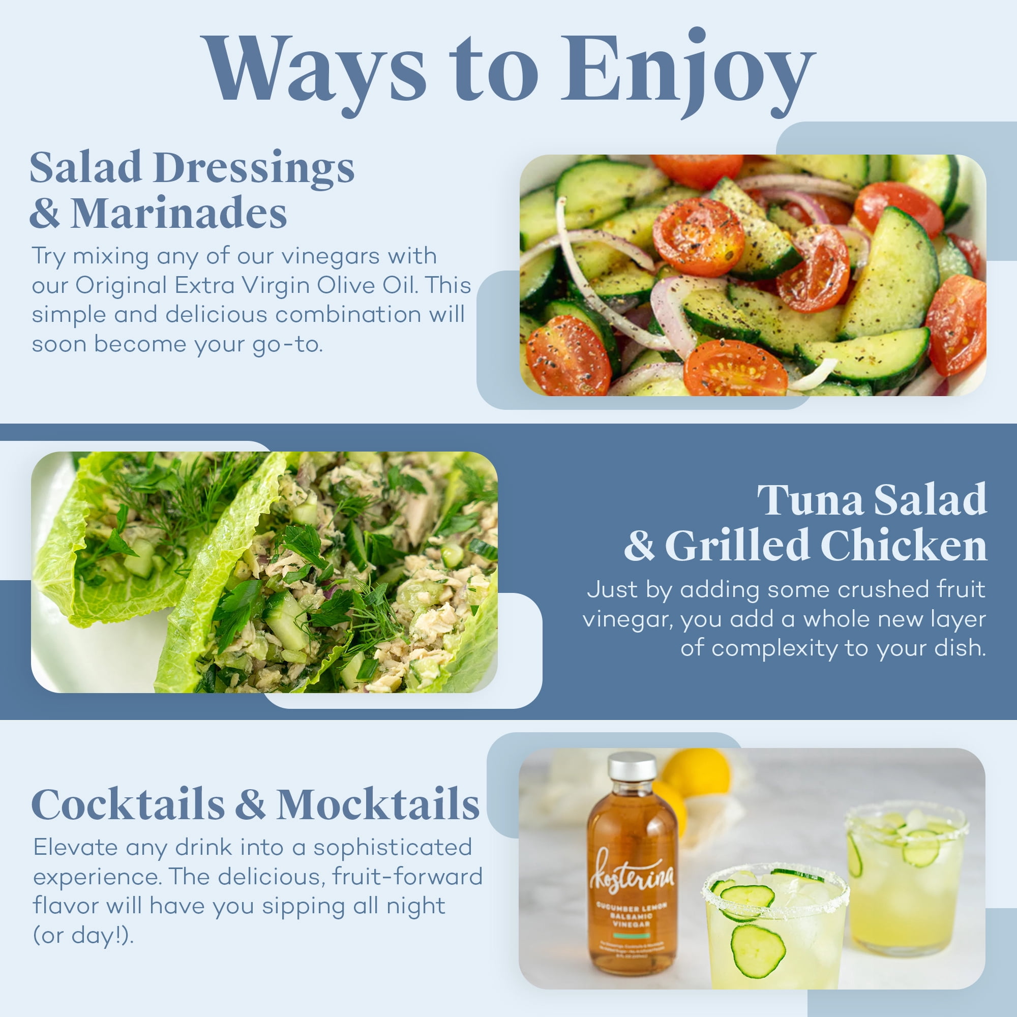 (6 pack) Kosterina Cucumber Lemon Balsamic Vinegar, 8 fl oz