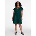 thumbnail image 2 of Time and Tru Women's Tie Waist Mini Dress with Flutter Sleeves, Sizes XS-XXXL, 2 of 6