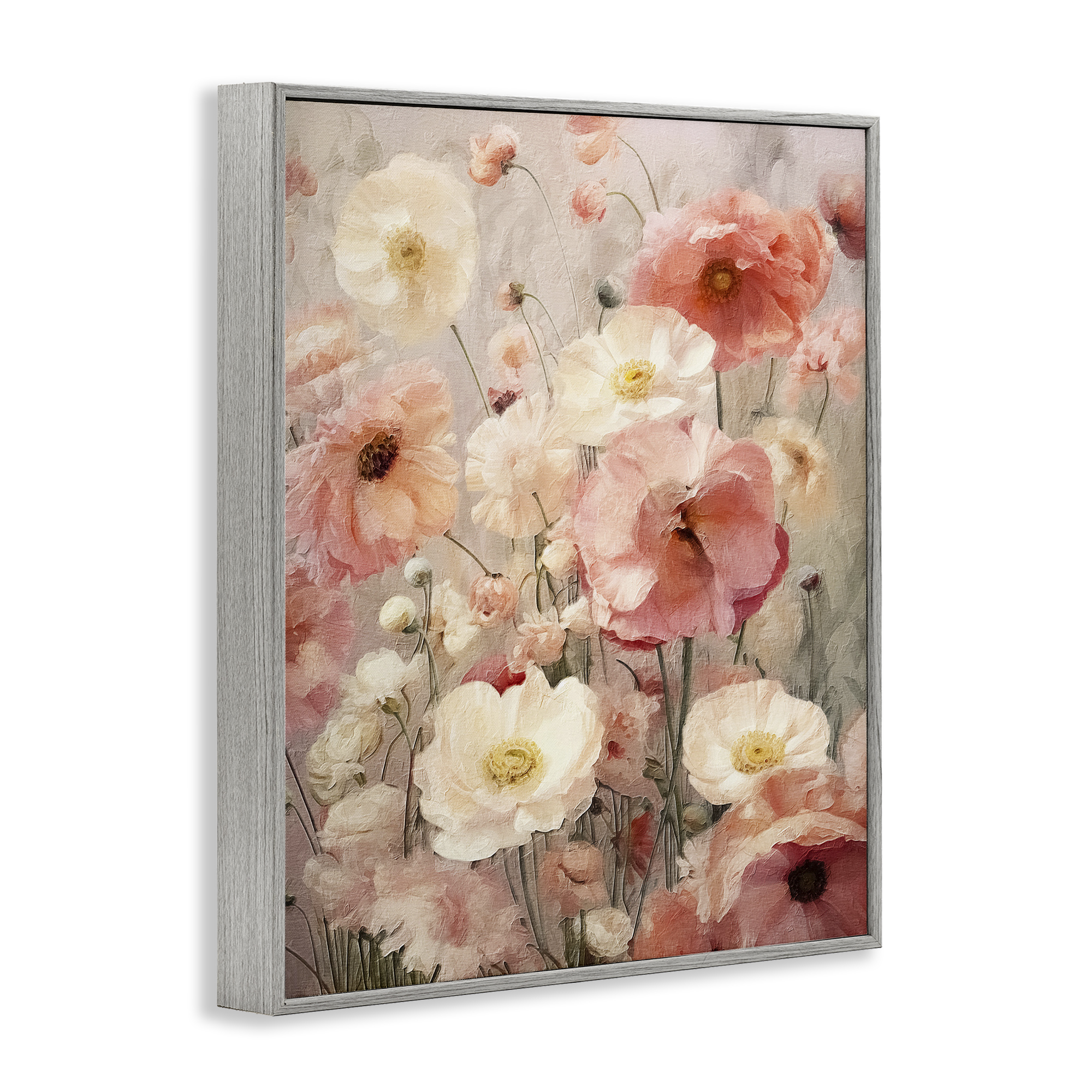 Stupell Industries Blush Floral Pattern Botanical & Floral Painting Gray Framed Art Print Wall Art, 24 x 30