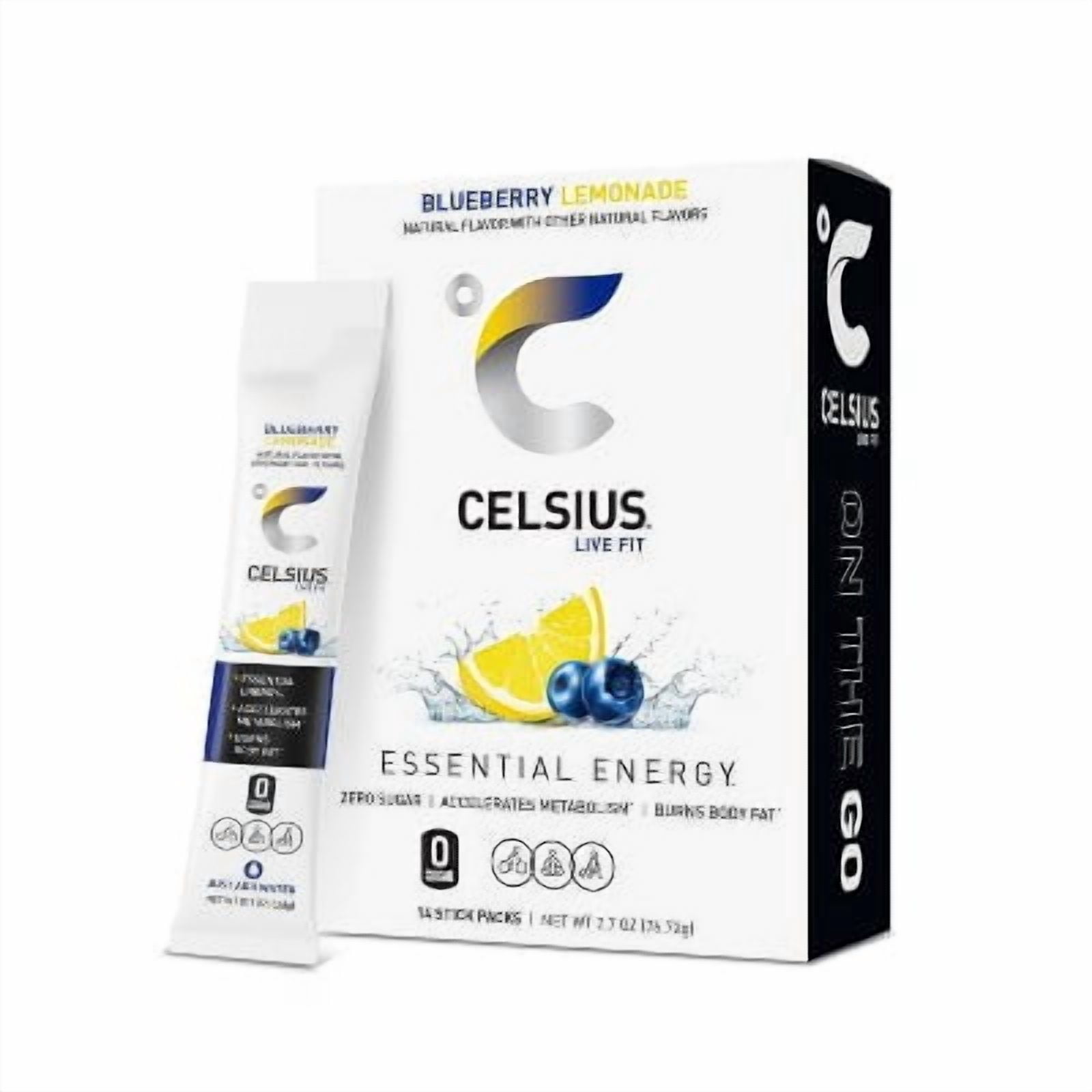 CELSIUS On The Go Powder Sticks Blueberry Lemonade Essential Energy - 14pk Sticks