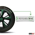 thumbnail image 6 of OMAC 14" Hubcaps Wheel Rim Cover Black with Green Insert 4pcs Set, 6 of 7