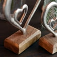 thumbnail image 6 of Eternity Double Heart Figurines, Set of 2, Hand Cast Aluminum. Mango Wood Gallery Base, 7.75 and 6 Inches, Padded Base, 6 of 6