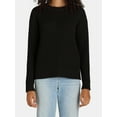 thumbnail image 4 of Time and Tru Women's and Women's Plus Waffle Stitch Sweater with Long Sleeves, Midweight, Sizes XS-4X, 4 of 5