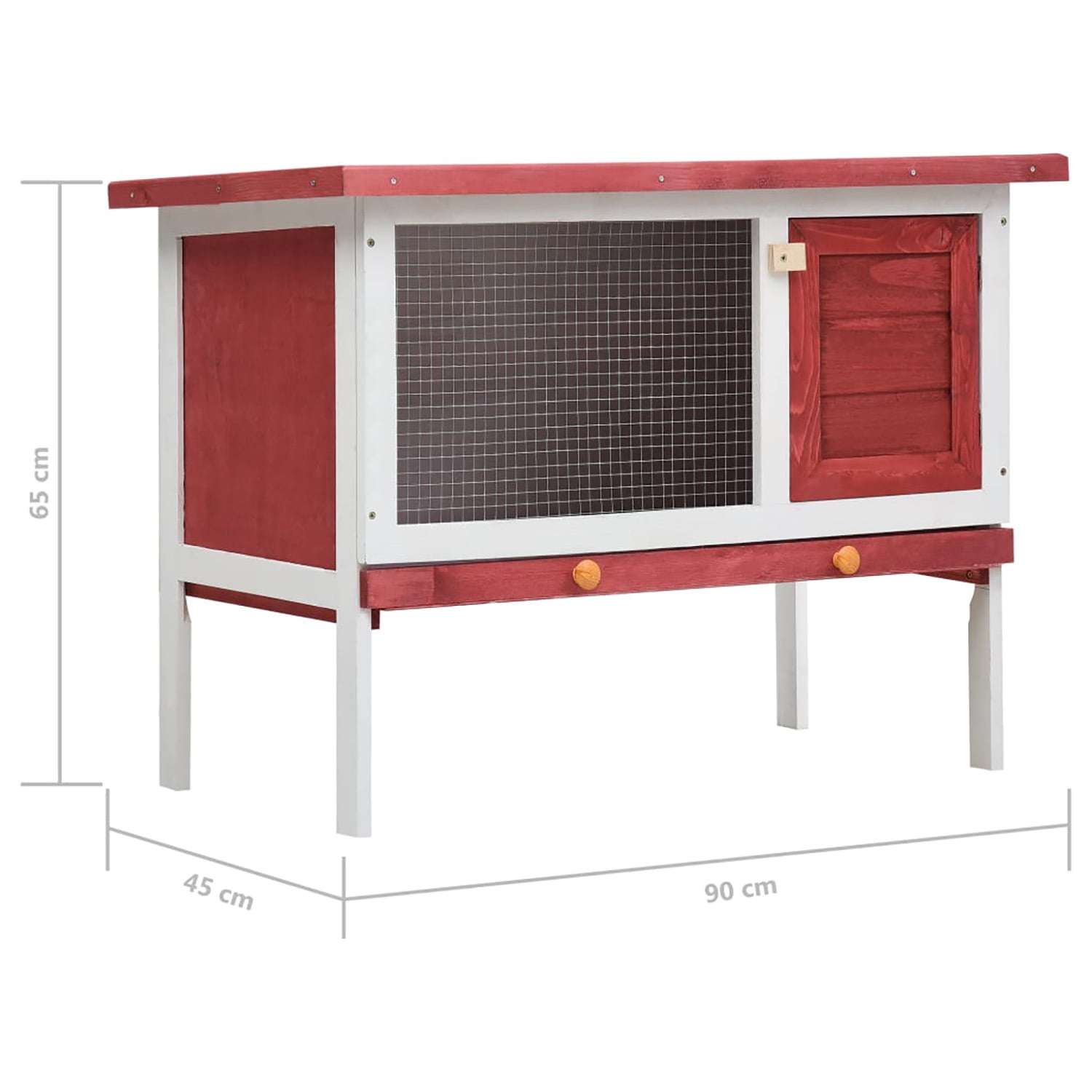 Pefilos 35" Outdoor Rabbit Hutch Wood Guinea Pig Hutch 1 Layer Small Animal House Pet Cage, Red Pefilos 35" Outdoor Rabbit Hutch Wood Guinea Pig Hutch 1 Layer Small Animal House Pet Cage, Red