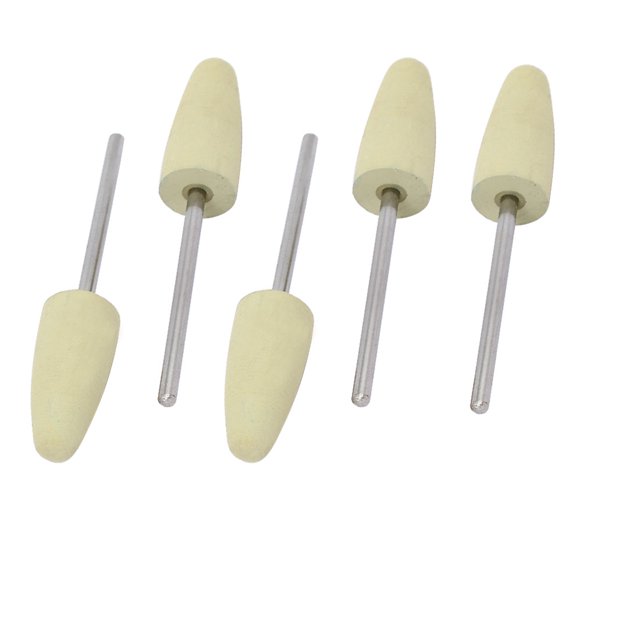 Punta de pulido montada en forma de cono de cabeza de silicona de 10 mm con vástago de 2.35 mm, amarilla, 5 piezas