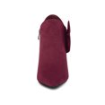 thumbnail image 2 of BLISSFUL STEP Women's Zip Pointed Toe Stiletto Bow Heels Ankle Boots Burgundy 9, 2 of 8